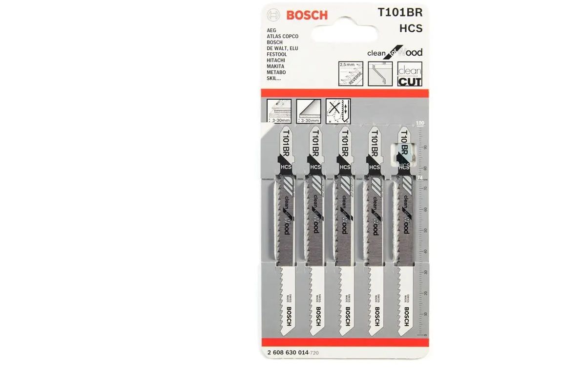 Jigsaw Blades, Reversed, Bosch, T101BR, 5 Pieces BY WOODLY