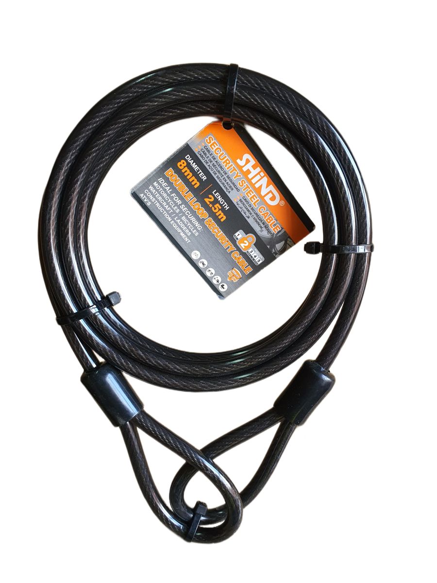 Shind Security Steel Cable – 8mm x 2.5m Heavy-Duty Locking Cable for Bikes, Gates & Outdoor Equipment