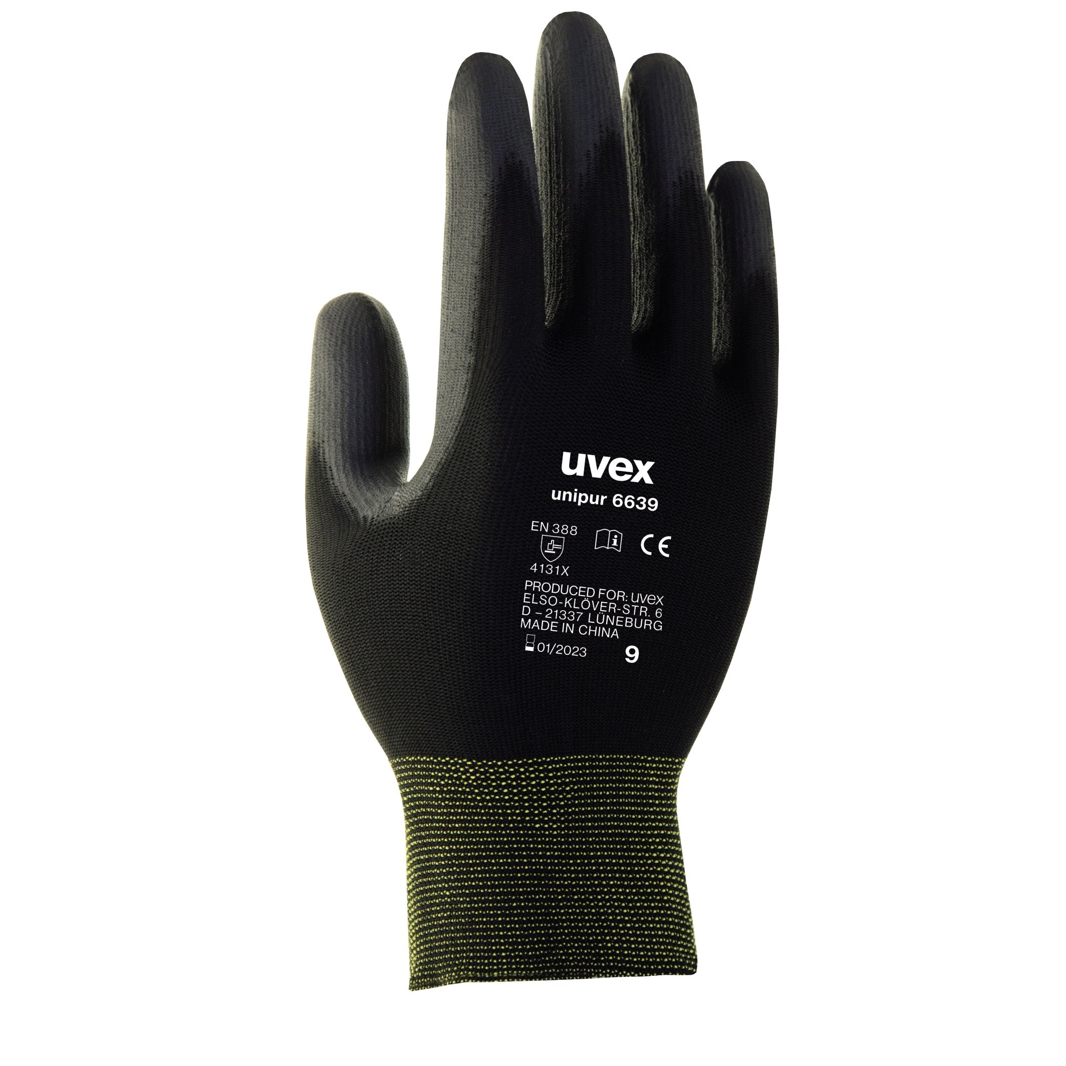 uvex Unipur 6639 Safety Gloves - Black - Medium  (8)