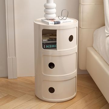 3 Tier Rounded Cabinet – Detachable Round Nightstand & Lightweight End Table with Storage