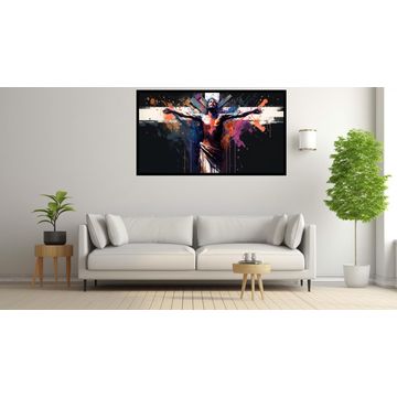 Canvas Wall Art - Jesus on the Cross Abstract - B1002 [120 x 80 cm]