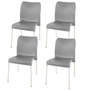 Florence Heavy  Duty Plastic Bistro Chair / Patio Chair / Garden Chair / Stackable - NO ARMRESTS - KALAHARI GREY  - Set of 4