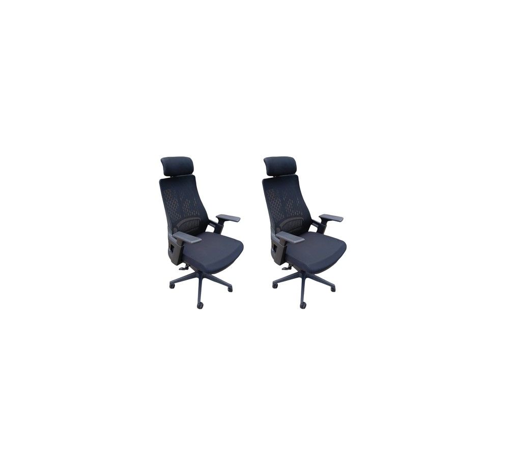 Set Of 2 Ergonomic Mesh Adjustable Office Chair With Headrest And Armrest