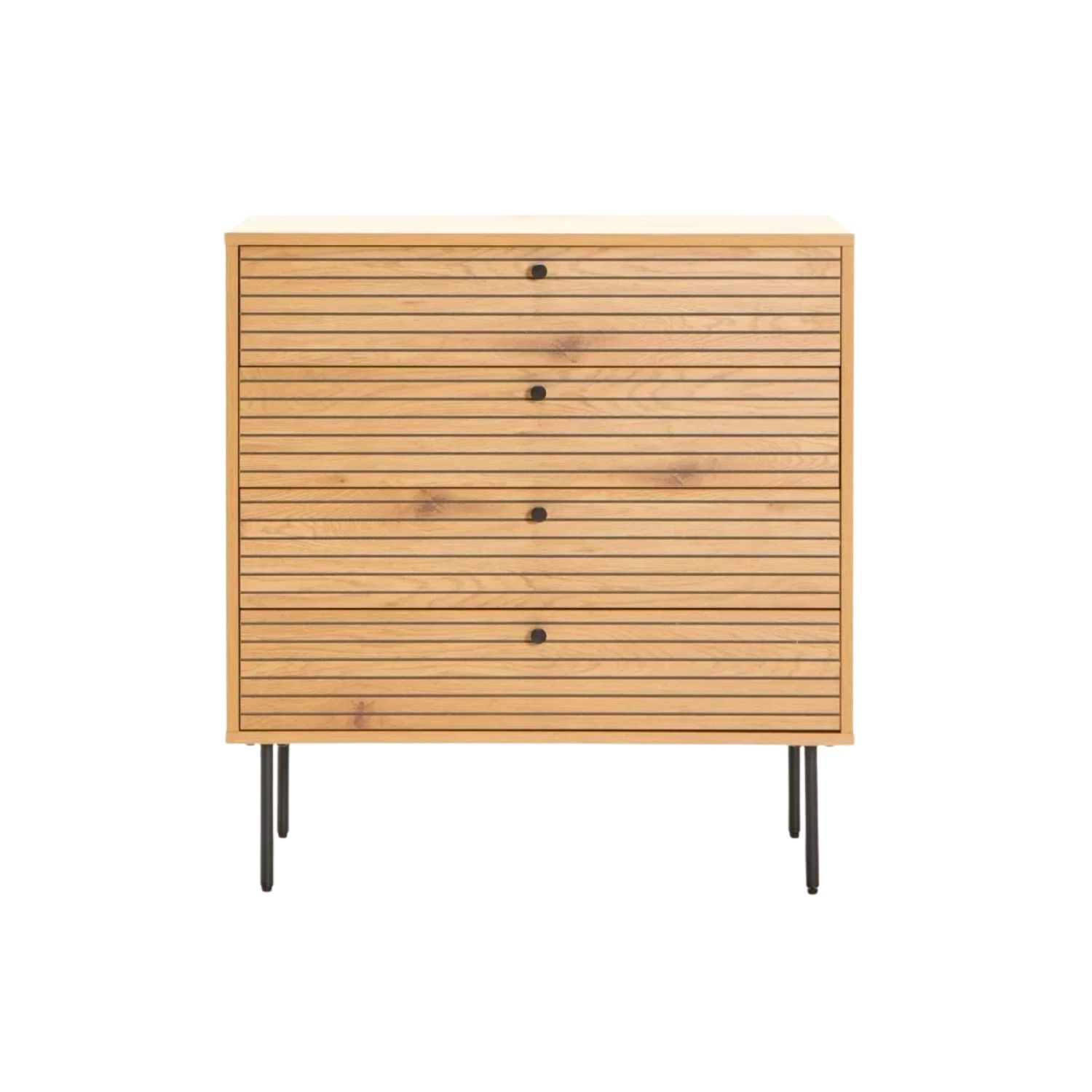 4 Drawer Chest with Slatted Design & Metal Legs