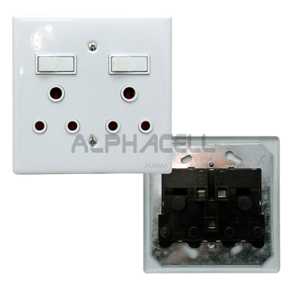 SWITCHED WALL SOCKET - DOUBLE 4X4 (steel cover)