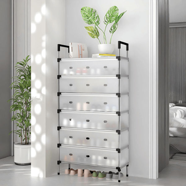 7 Layer Metal Shoe Rack with Dustproof Cover