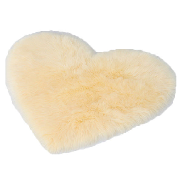 Faux Fur Heart Rug (70cm x 90cm) - Cream