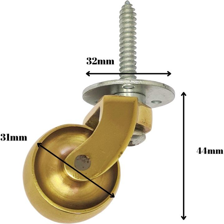 Castor wheel screw-in DCH 38mm brass