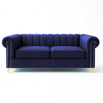 Latina 2 Seater Stripe Couch - Sky Blue
