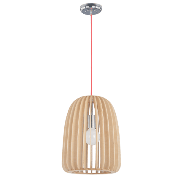 Polished Chrome Pendant with Wood