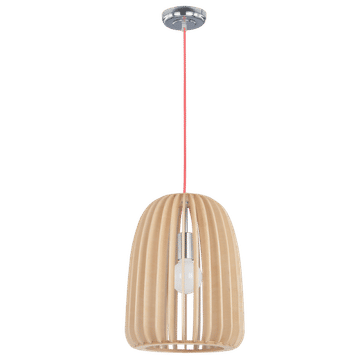 Polished Chrome Pendant with Wood
