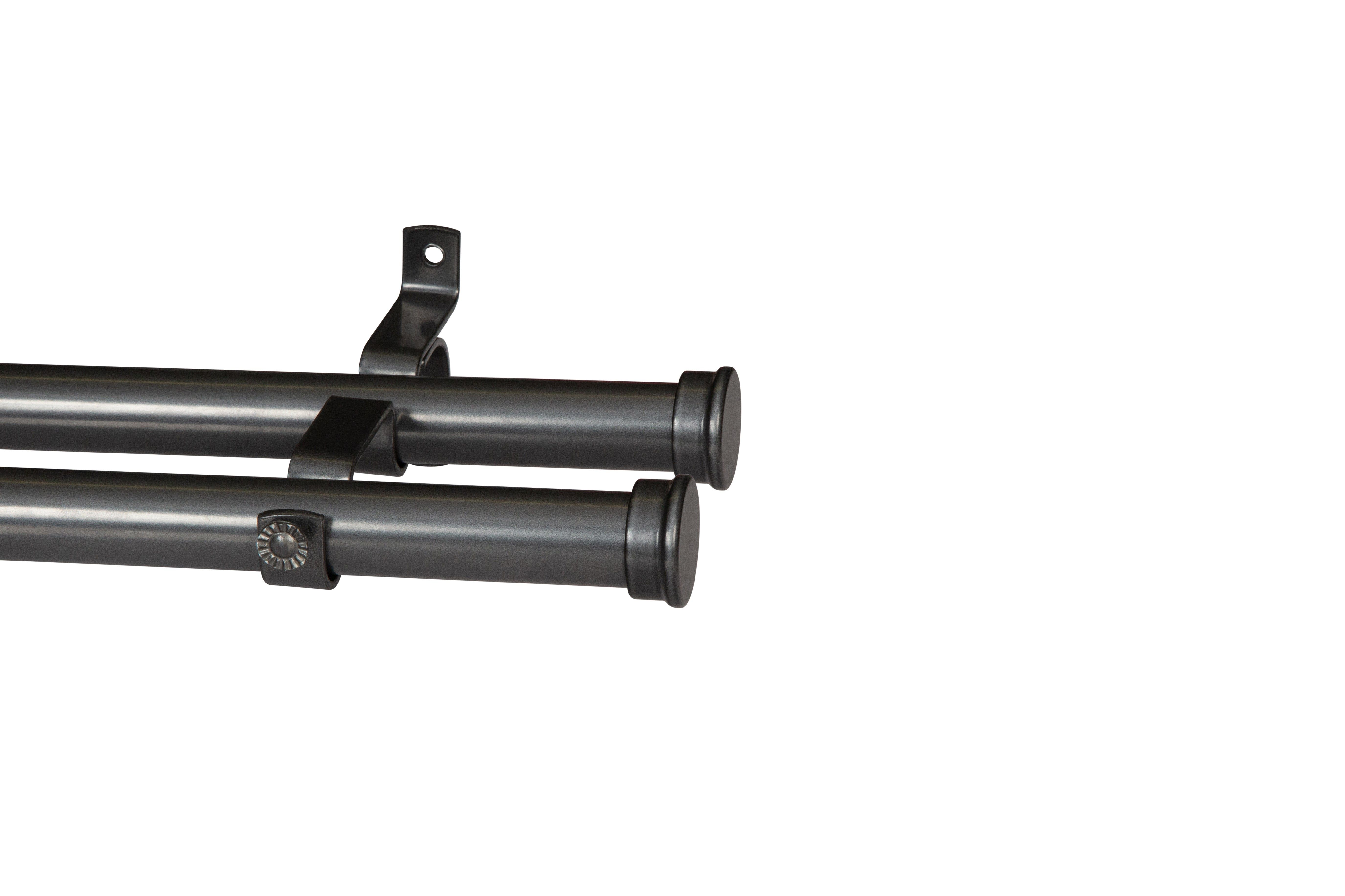 28MM DOUBLE POLE SET-END CAPS-GUN METAL-2.5M