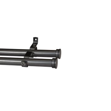 28MM DOUBLE POLE SET-END CAPS-GUN METAL-2.5M