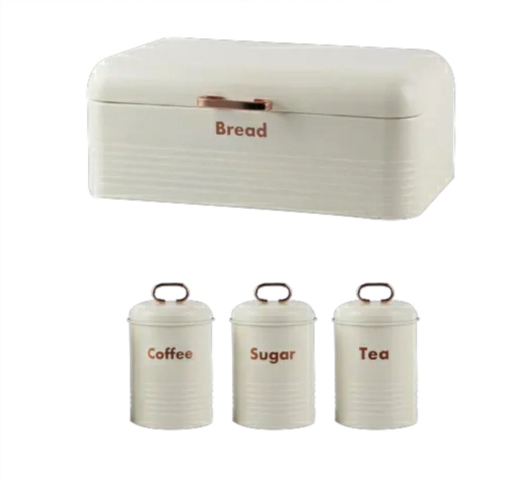 Homepro - 4Pc Retro Bread Bin Set - White