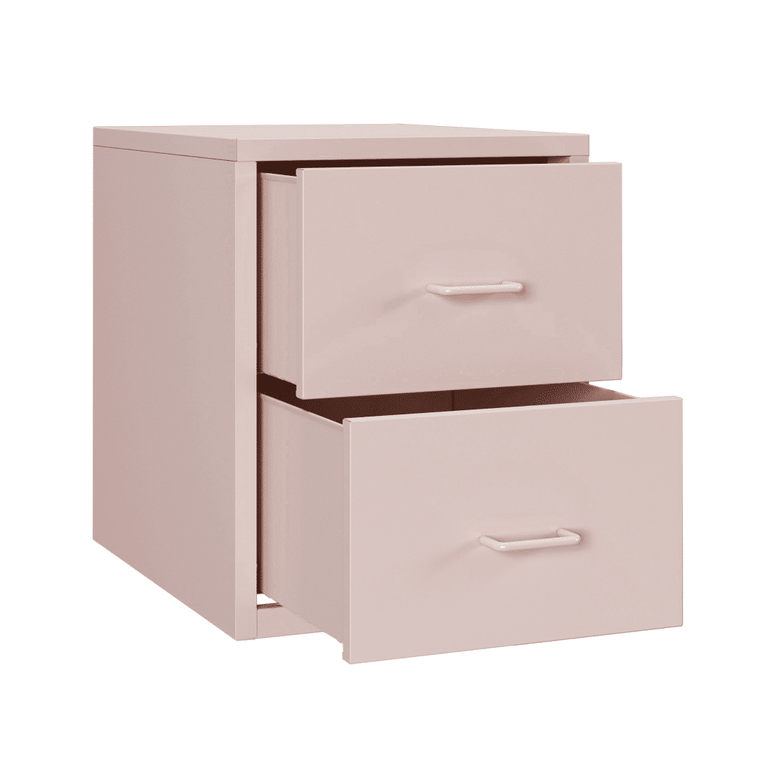 Steel Desk Organizer 2 Drawer Desktop Storage Cabinet - Pink