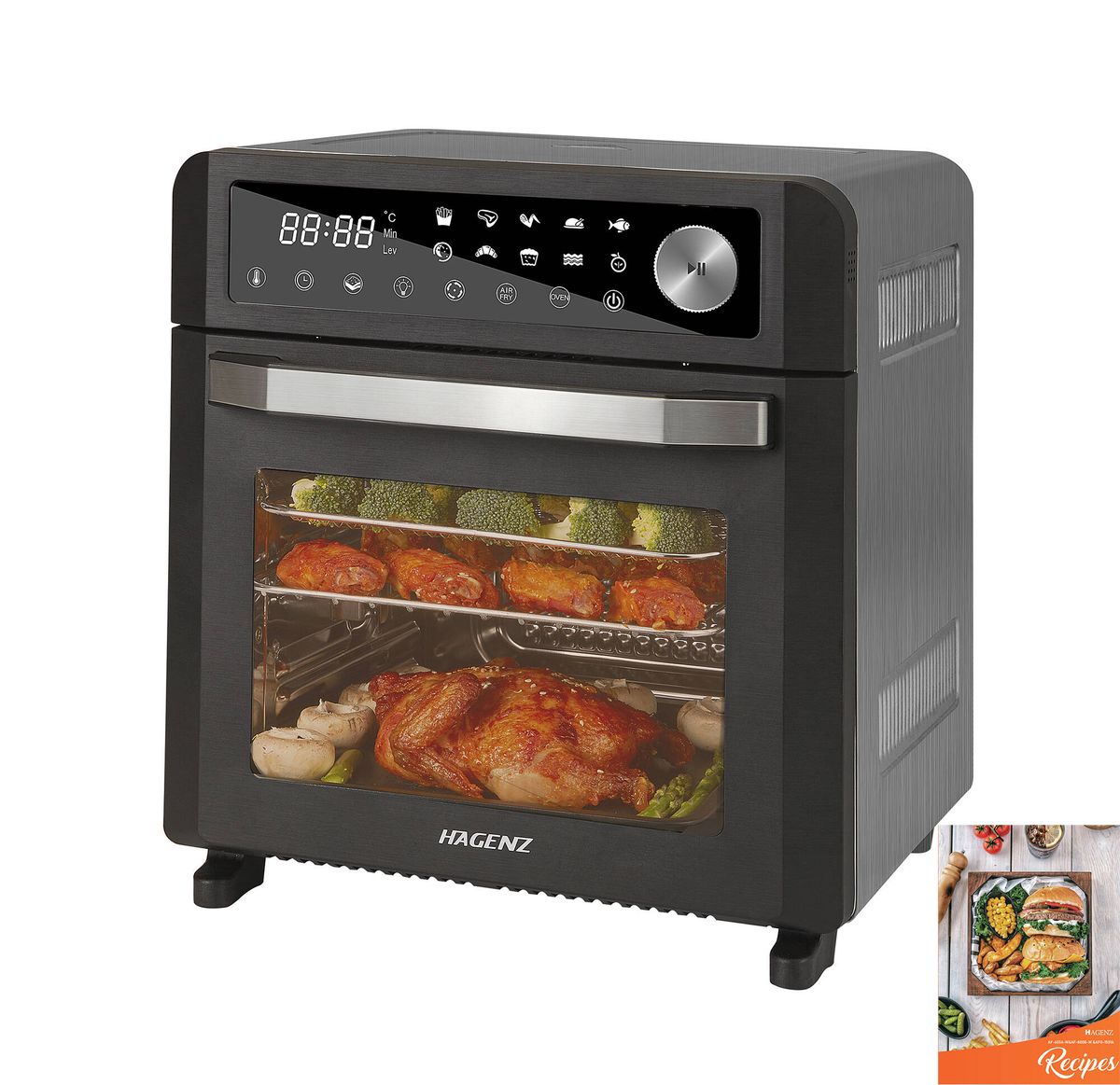 HAGENZ 15L Non-stick 3layer Racks Air fryer Oven With Recipes Air Fryer
