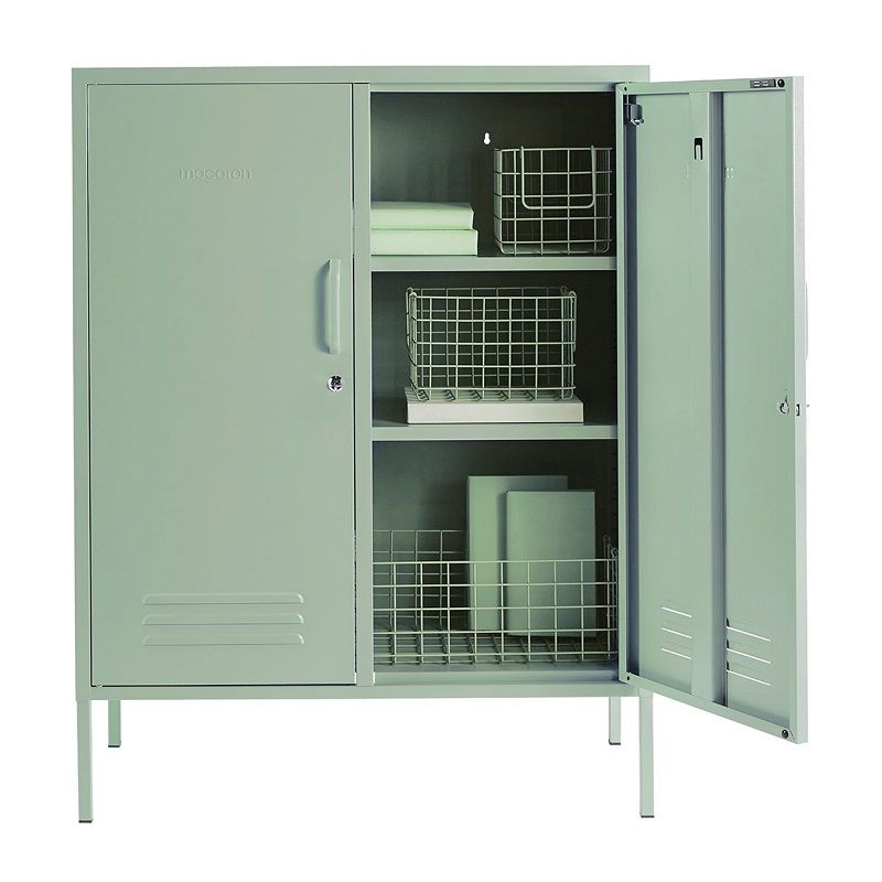 Steel Swing Door Sideboard Midi Storage With Lock Matcha