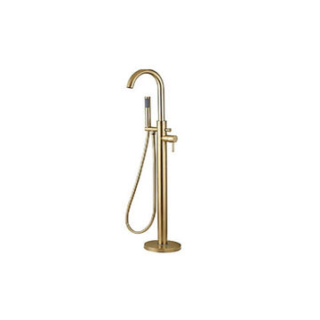 Devario Premio Freestanding Bath Mixer Round Brass -Brushed Gold