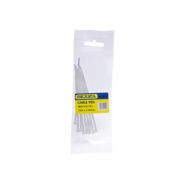 Dejuca - Cable Ties - Natural - 100mm X 2.5mm - 10/pkt - 3 Pack
