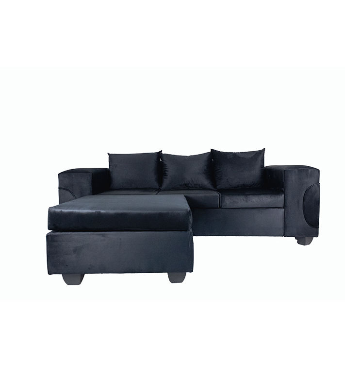 Theodora Velvet Corner Couch-Black