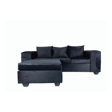 Theodora Velvet Corner Couch-Black