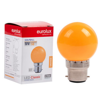 Orange B22 1W   Golfball LED   Lamp