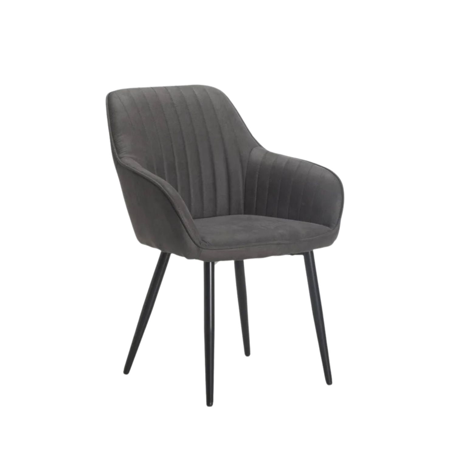 Upholstered Fabric Dining Chair with Metal Legs - Grey