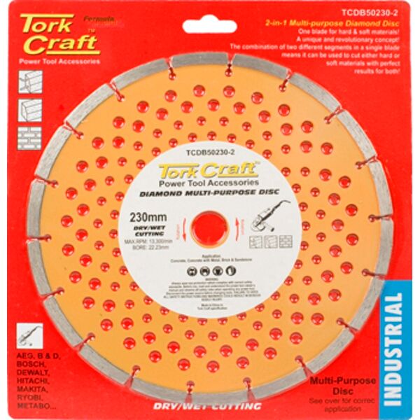 Diamond Blade Multi Purp.Segm.230Mm Hard & Soft Mat.