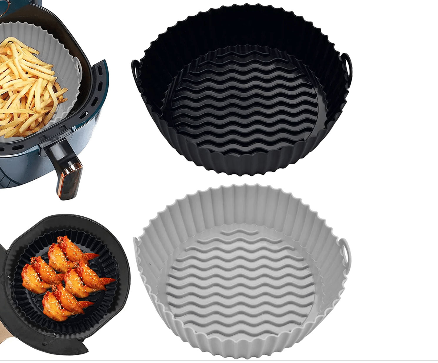Silicone baskets for Air fryers - Black