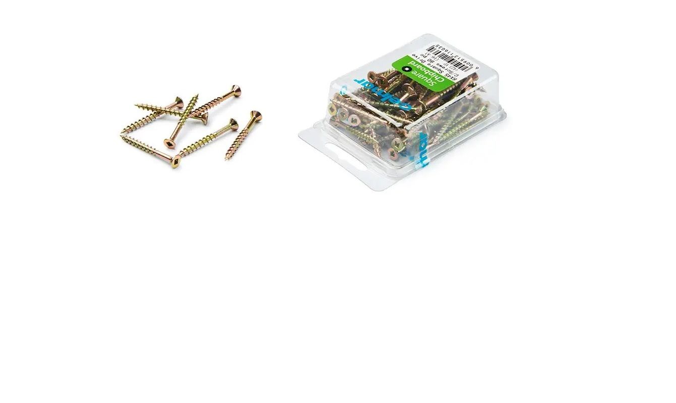 Chipboard Screws, Square, No.8, 4mm x 45mm, 80 pieces (4 pack) BY WOODLY
