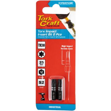 TORX TX 30 IMPACT BIT 25MM 2PC CARDED