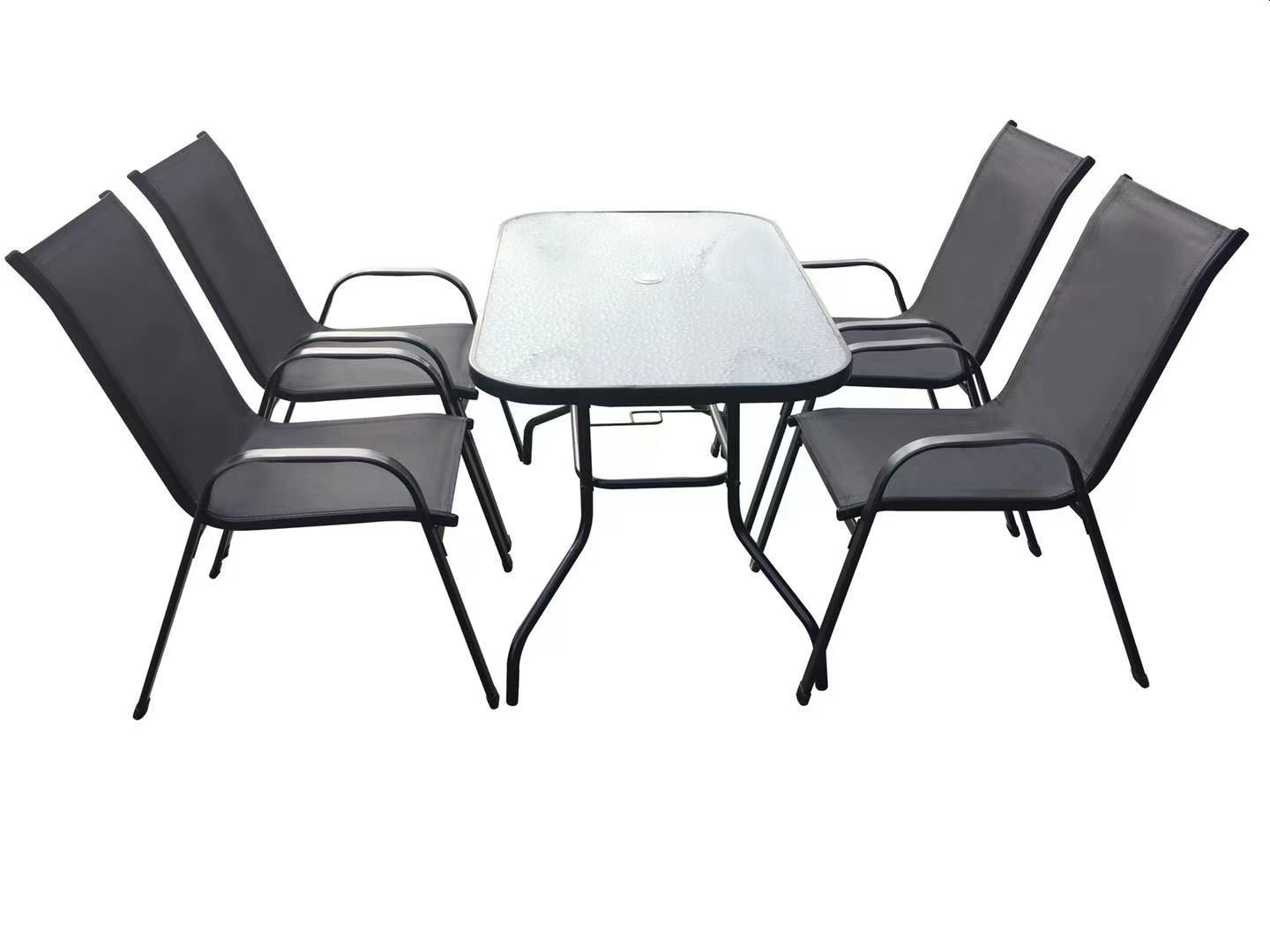 Seagull 5 Piece 120cm Glass Table and KD Chair Patio Set