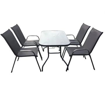 Seagull 5 Piece 120cm Glass Table and KD Chair Patio Set