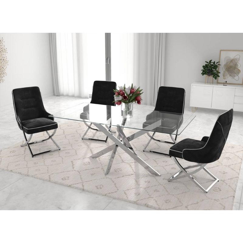 KC FURN- Serita 4 Seater Dining Set (Black)