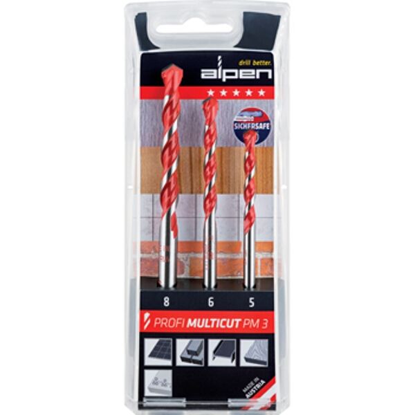 Alpen Multicut Drill Bit Set 3 Piece 5.6.8 Mm