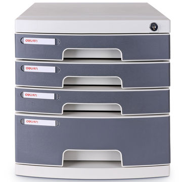 Deli File Cabinet Front Lock - 4 Drawers, 395x302x325mm Light Grey