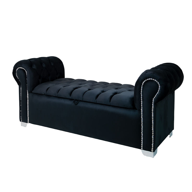 Destiny Sleigh Storage Ottoman-Queen-Black