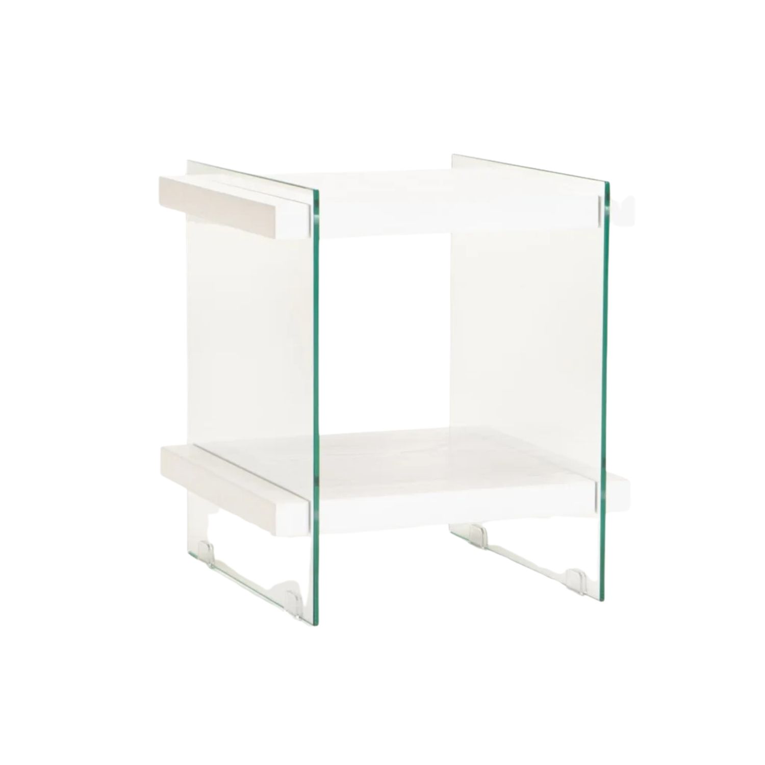 45x45cm 8mm Tempered Glass Side Table - White