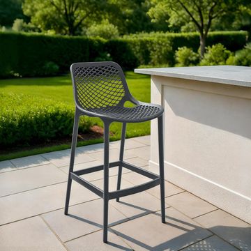 Outdoor Plastic Bar Stool Set (2pcs)- GRAY