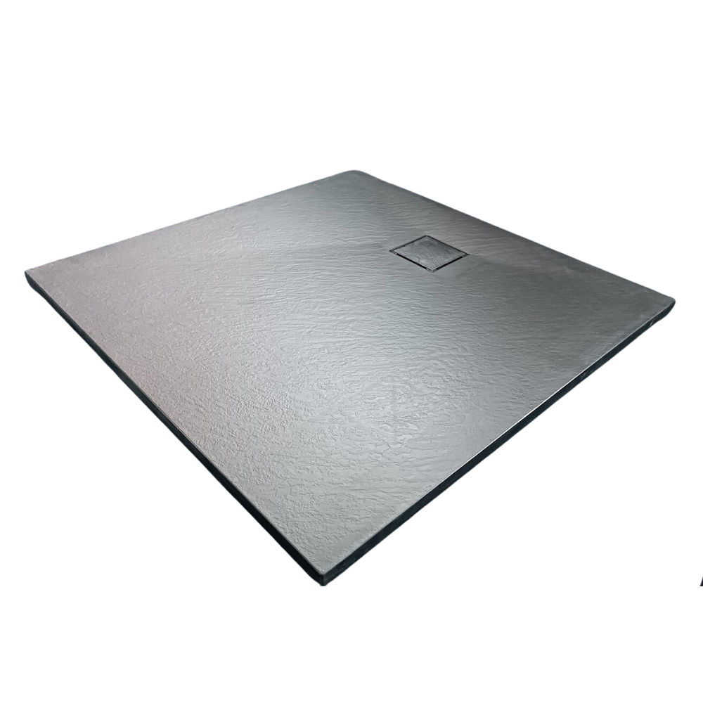 Earthstone Shower Tray - Trim-to-Fit, Ultra-Durable - Black (900x900mm) - Excl Waste