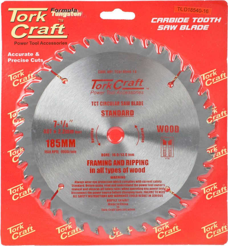 Tork Craft - Blade - 185mm x 40T - 16mm x 13mm - 2 Pack