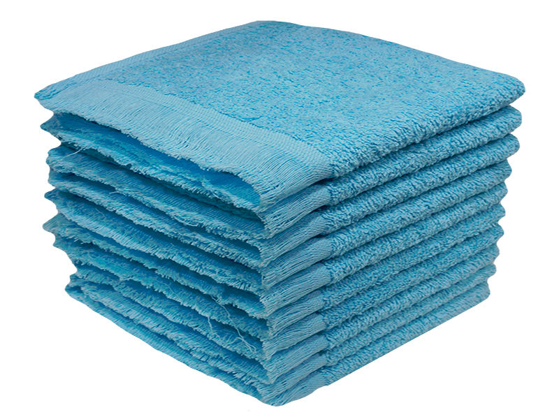 Bunty's Plush 380 GSM Terry Fringe Guest Towel - Gulf Stream(10 Pc Pack)