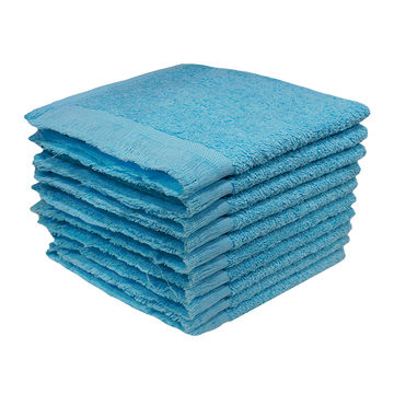 Bunty's Plush 380 GSM Terry Fringe Guest Towel - Gulf Stream(10 Pc Pack)