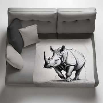 Rhino Unravelling Light Weight Fleece Blanket By Nathan Pieterse