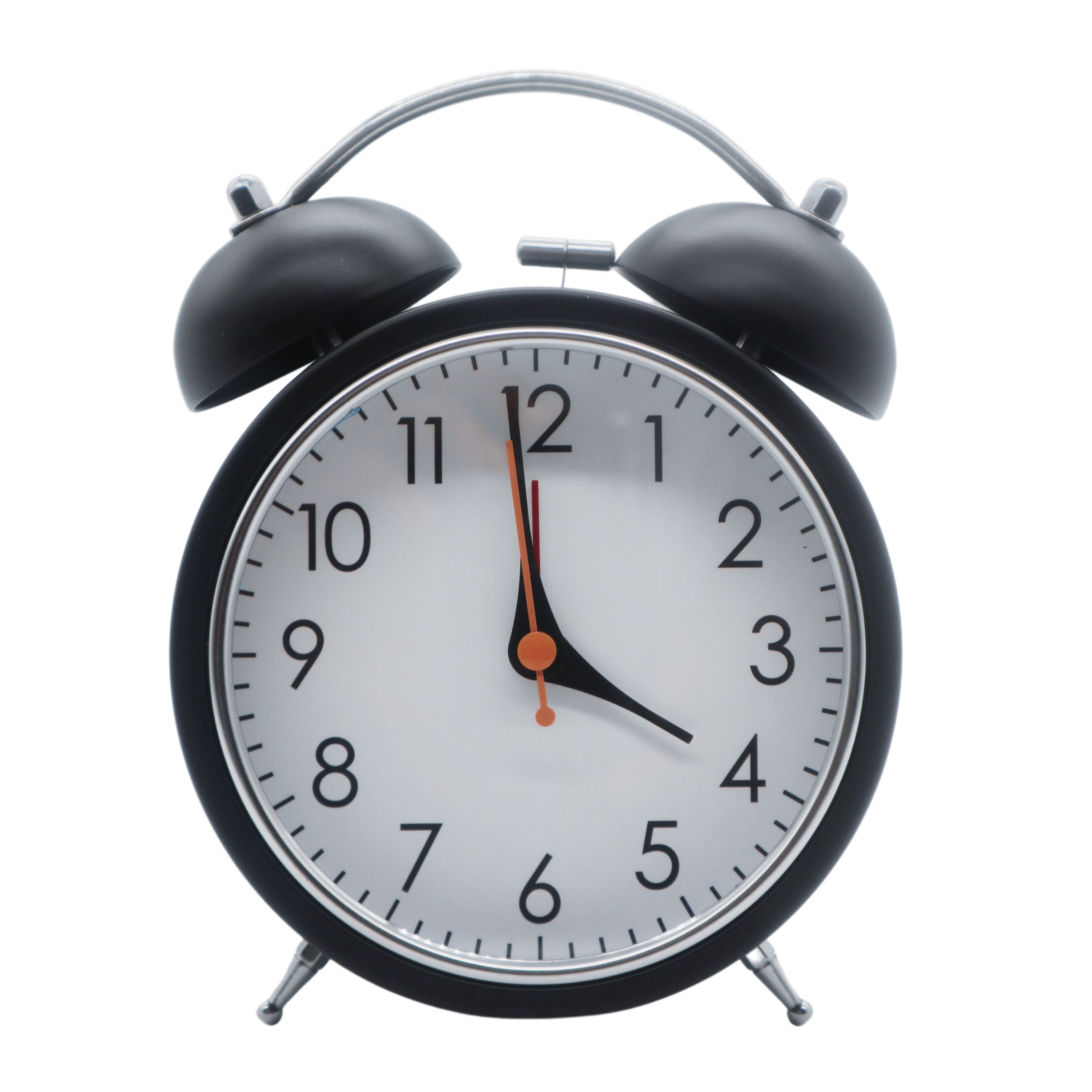 Retro Design Twin Bell Quartz 17cm Alarm Clock - Black