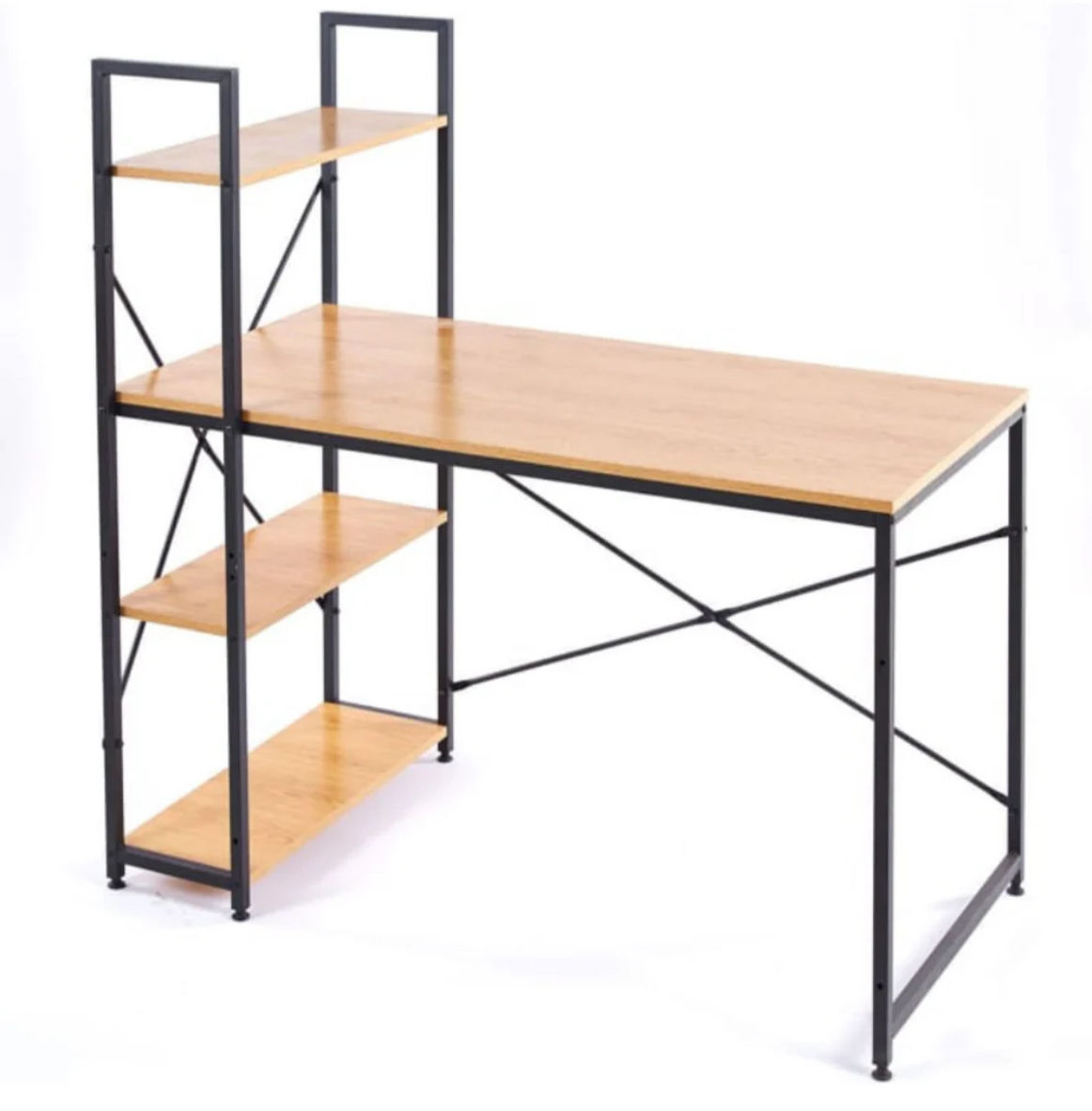 Office Desk with Side Shelves- oak