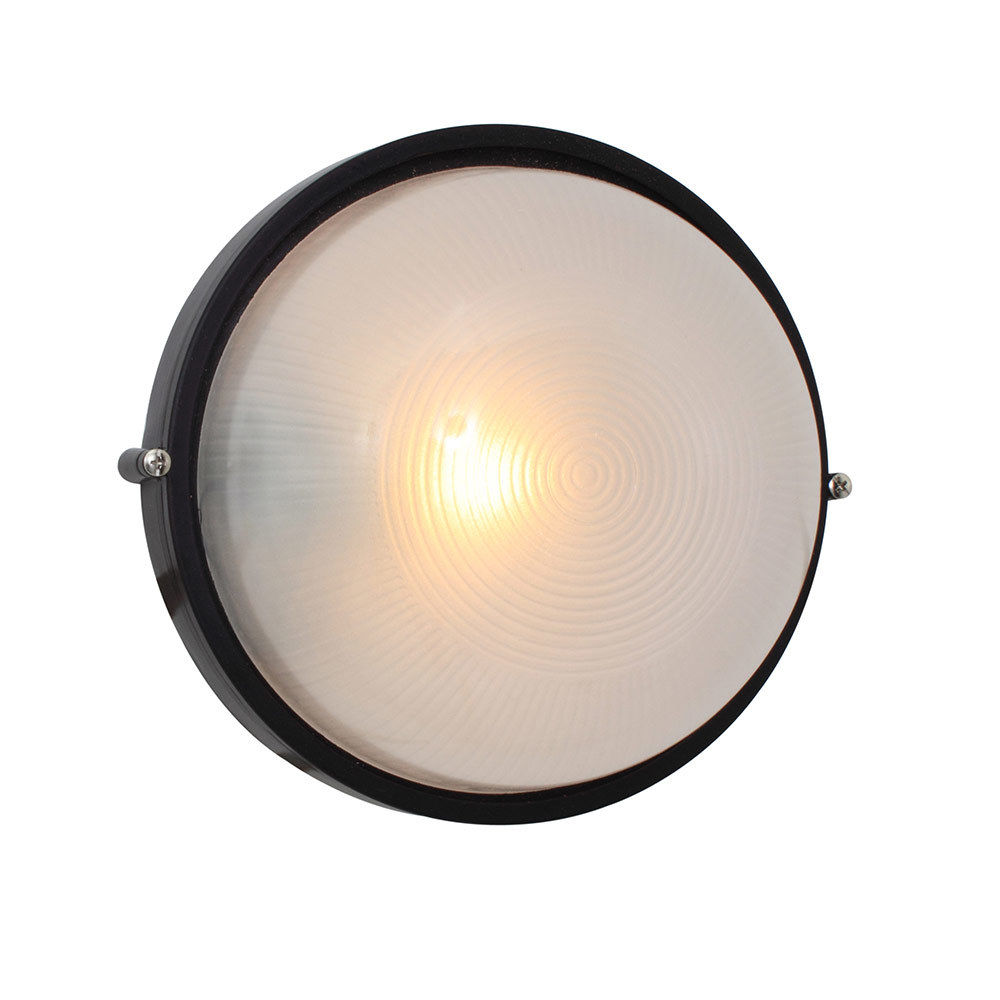 Eurolux - Round Large - Plain Bulk Head - 240mm - Black - 1x100w - 2 Pack