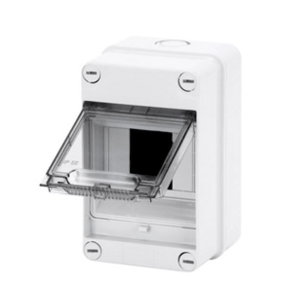 Grey Surface DB 1x4M Clear Door IP55