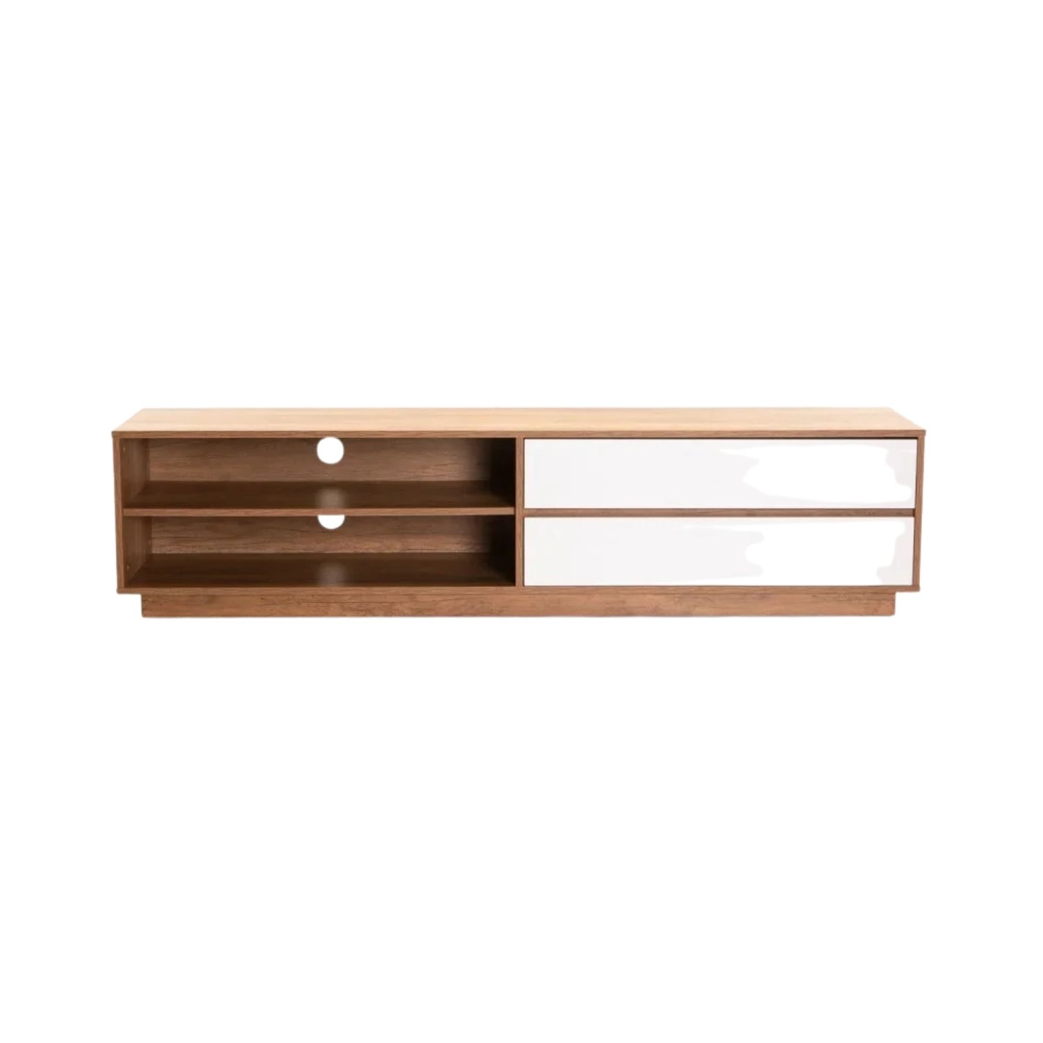 180cm Scandinavian 2-Drawer TV Stand - Wild Oak/White