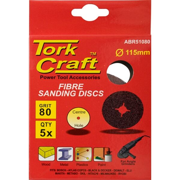 Fibre Disc 115mm 80 Grit 5 Piece - 8 Pack